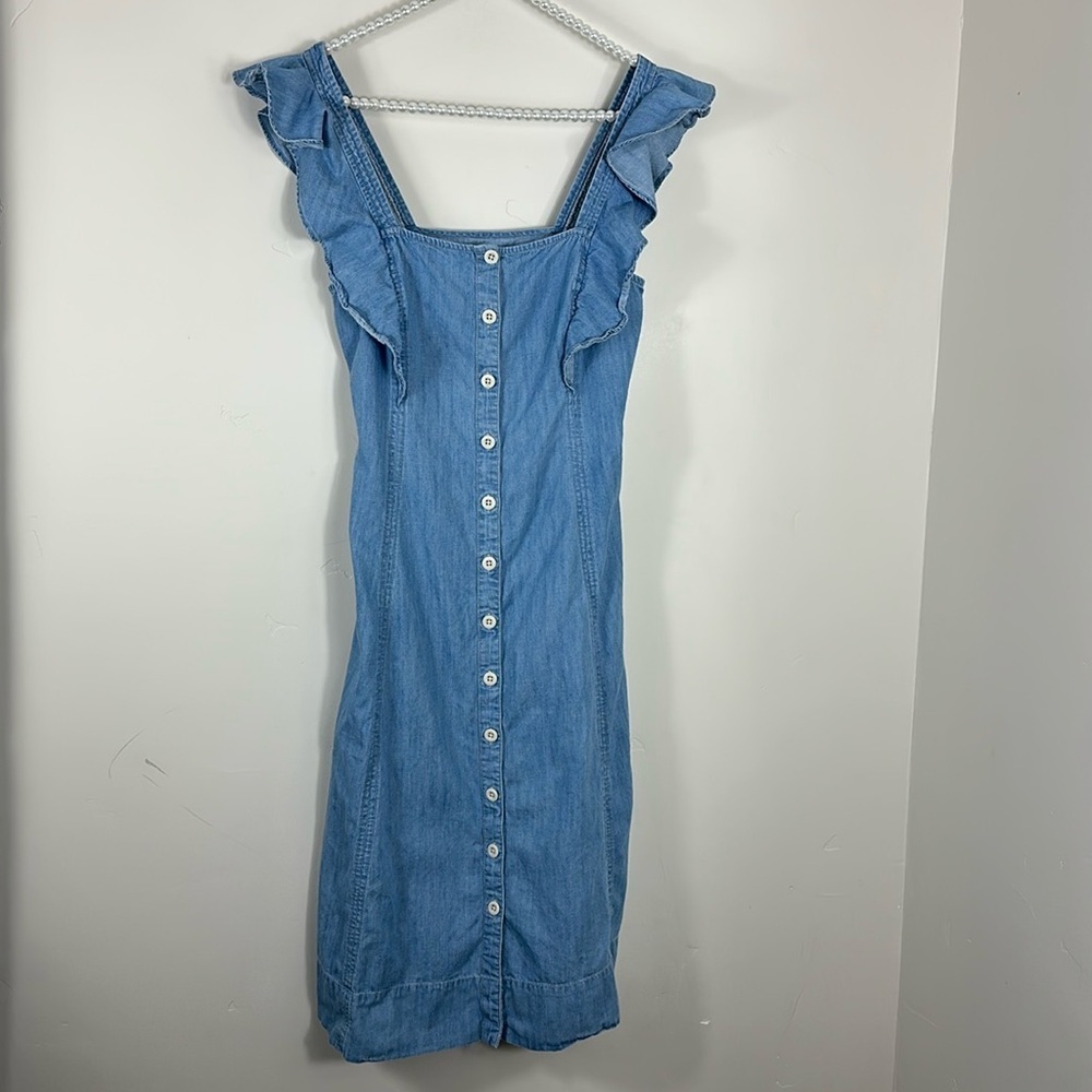 Madewell Blue Chambray Button Up Flutter Sleeve M… - image 2